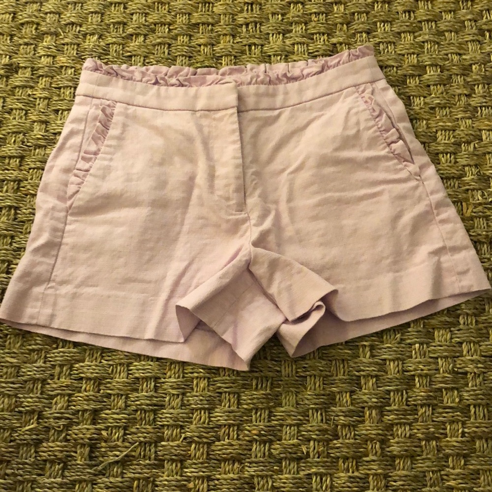 Light purple JCrew shorts with ruffle deta…